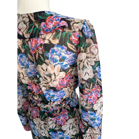 WAYF Floral Ruffle Midi Wrap Dress Size Medium - Picture 7 of 10